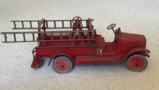 Buddy L Vintage 1920  s red pressed steel red Fire Truck w/ ladders 31"