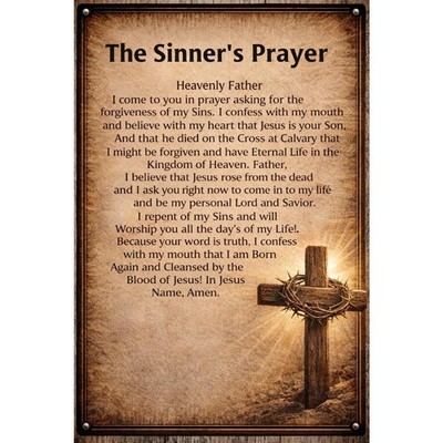 The Sinners Prayer Heavenly Father Christian Tin Metal Signs Home Décor 8x12