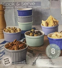 Cook & Serve Over and Back 8-Piece Ramikin Set, Multi, 10 Oz. NIB