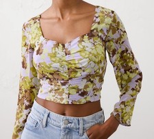 Banana Republic Cropped Shirred Sweetheart Neck Top Shirt Blouse Size 8 6H