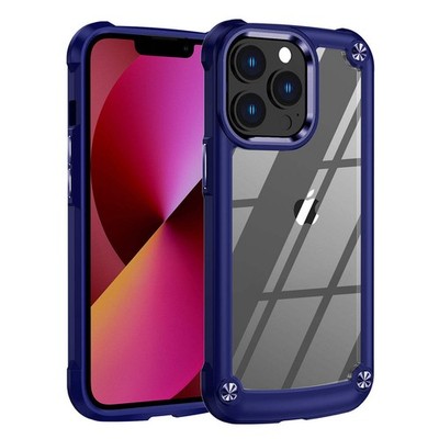 Reiko High Quality Clean PC, TPU & Metal Bumper Case for iPhone 13 Pro in Black
