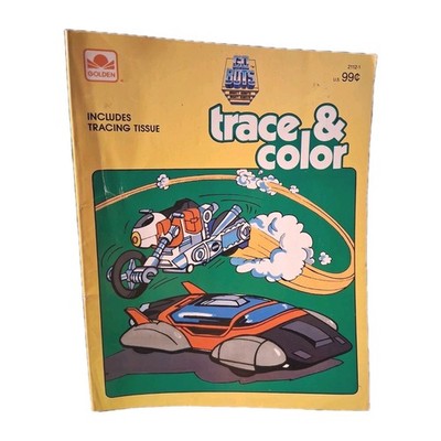 Vintage 1985 Go Bots Trace and Color Coloring Book w/ Tracing Tissue READ DESCRP
