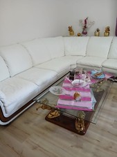 Eckleder Sofa Set Weiß mit Sessel Nieri Hand Made In Italy