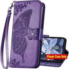 Purple Flip Wallet Case for Moto G Stylus 5G 2025, Butterfly Leather Design