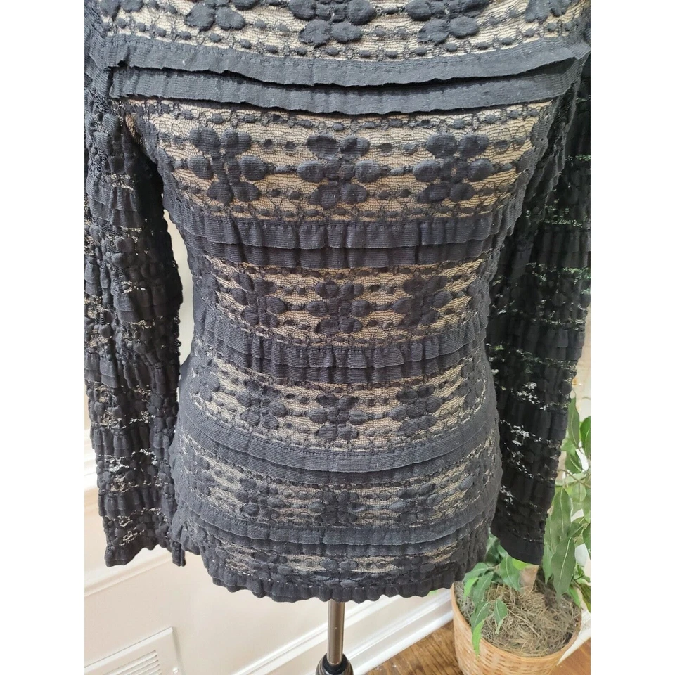 Blusa Pulôver Max Studio Feminina Preta Algodão Gola Redonda Manga Longa Tamanho M - Imagem 4 de 4