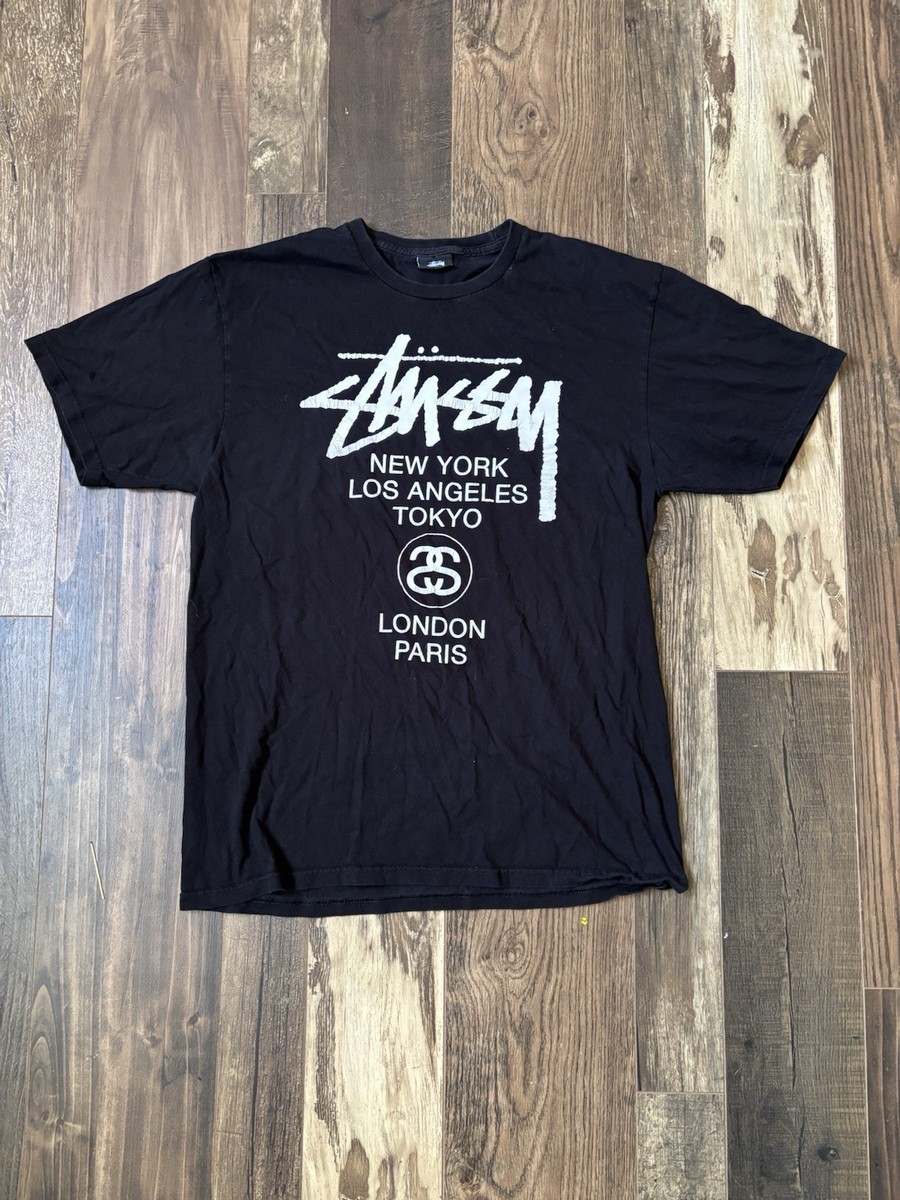 Vintage 00s Stussy Cityes Tokyo Los ANGELES Black Men's Tee