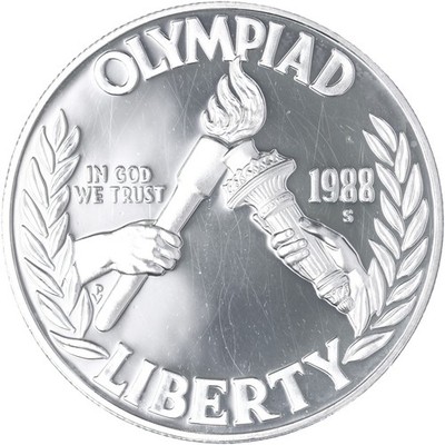 1988 S Olympics Proof 90% Silver Dollar Hairlines Scratches See Pics I384