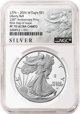 2026 W 250th Anniversary Proof Silver Eagle NGC PF 70 UC, FDOI ALS Presale