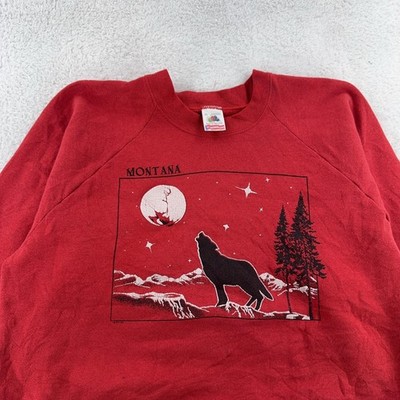Vintage Montana Howling Wolf Moon`Sweatshirt Mens Medium Nature Crewneck 90s