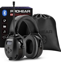 PROHEAR 033 2.0 Bluetooth AM/FM Earmuffs, Rechargeable LCD, 48hr Black