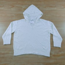 Cable Gauge Studio Ivory V Neck Knit Hoodie Sweater Plus Size 1X