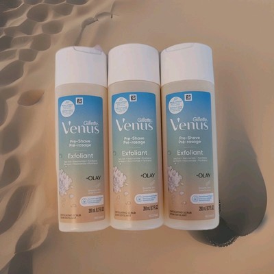 3 Gillette Venus + Olay Pre Shave Exfoliant Sea Salt Smooths Skin 6.7oz Each 