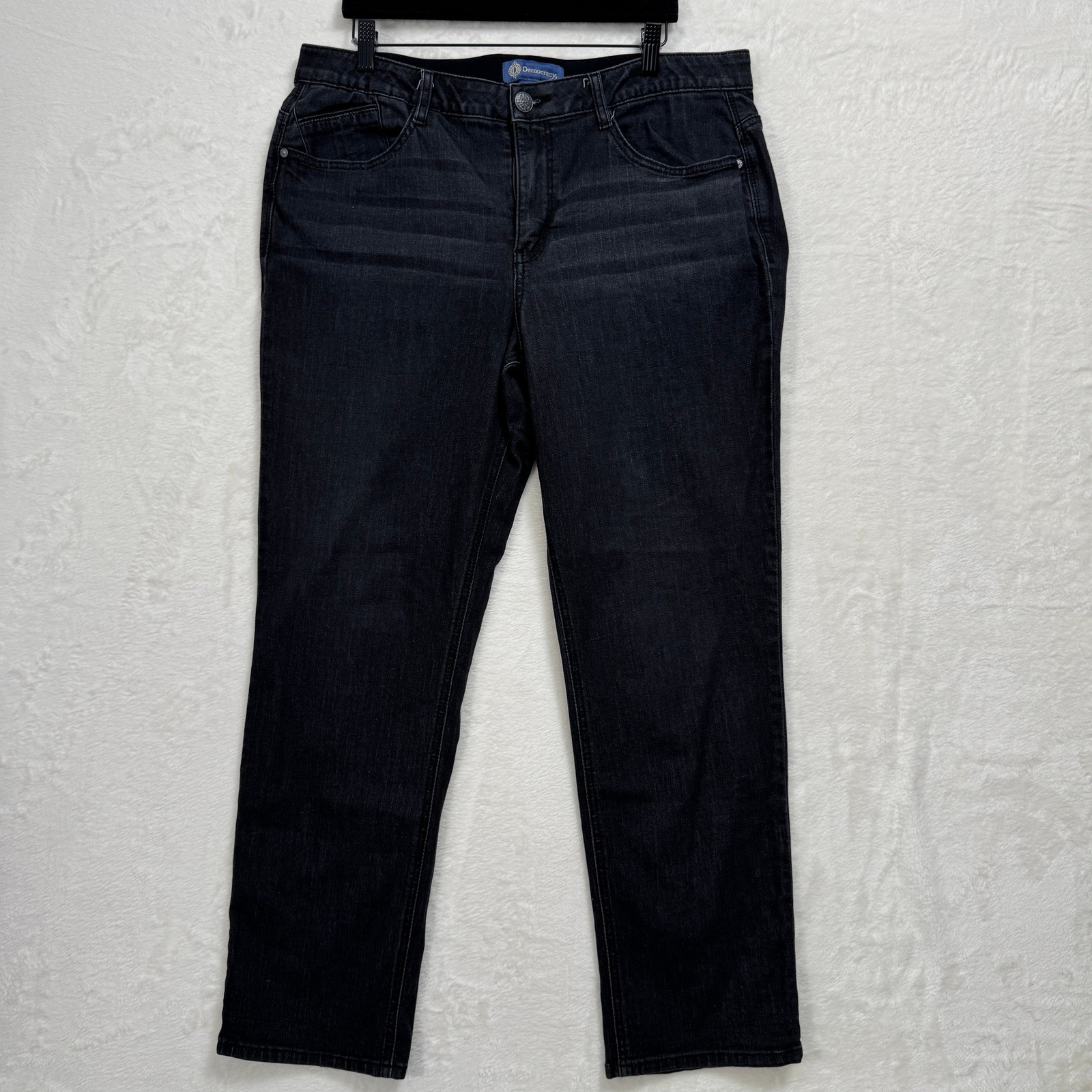 Democracy Jeans Womens 16 Black Ab Solution Straight Leg Stretch Denim