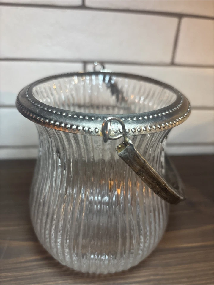 Винтажная посеребренная и стеклянная корзина с ручкой для свечи, безделушек и т. д. - Изображение 3 из 4