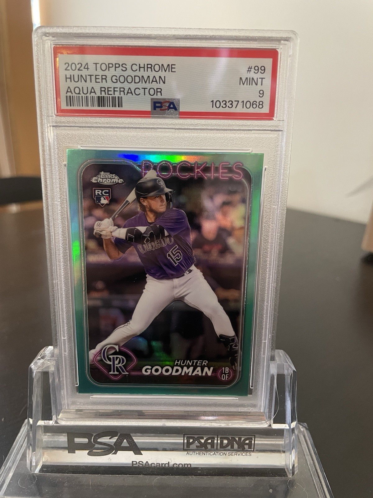 2024 Topps Chrome - Hunter Goodman #99 Aqua Refractor /199 (RC) PSA 9