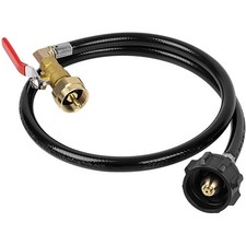 1 lb Propane Tank Refill Adapter Kit, 3 ft Hose with Safety Shutoff Valve, Ea...