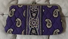 Vera Bradley Simply Violet Double Kisslock Clutch Wallet Purple Floral Paisley