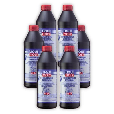 6x Getriebeöl LIQUI MOLY 4427 Hochleistungs-Getriebeöl (GL3+) SAE 75W-80 synth.