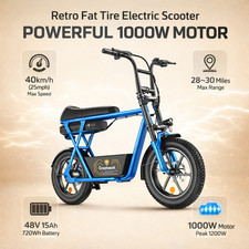 Electric Scooter With Seat 1500W 48V 15Ah 25MPH E-Scooter w/ Basket Motorcycle