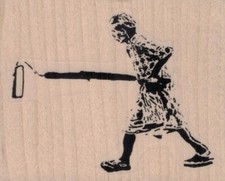Banksy Roller Painter 3 1/4 x 2 1/2" Rubber Stamp, Banksy Stamp, Mixed Media