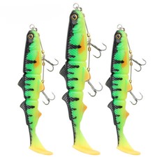 Stinger Rig With 3-Jointed Soft Plastic Lures Swimbait Fishing Bait Swimming New