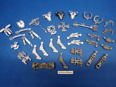 LEGO Bionicle Silver Gray Weapons Shields Body Parts 35 Piece