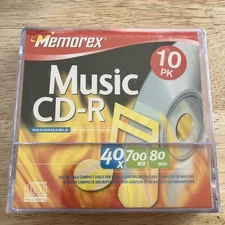 Memorex Music CD-R Recordable 80 Minute Blank Cd New  Still In Package 10 Pack