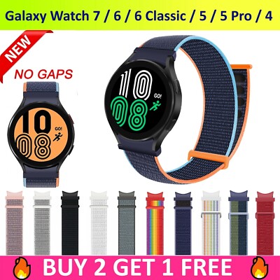 Samsung Galaxy Watch 7 6 Classic 5 Pro 4 20mm Sport Loop nylon Fabric Band