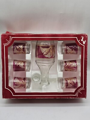 VINTAGE DECOVER ITALY 7 PIECE LIQUEUR SET CALLA LILY DESIGN