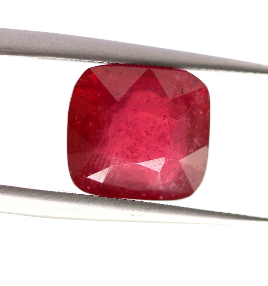 Red Color Cushion Cut 9 mm Natural Ruby Certified Loose Gemstone 5.92 Ct - Image 2 of 4