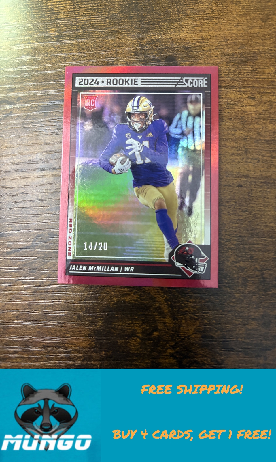 2024 Score #380 Jalen McMillan Red Zone #/20 Tampa Bay Buccaneers Rookie