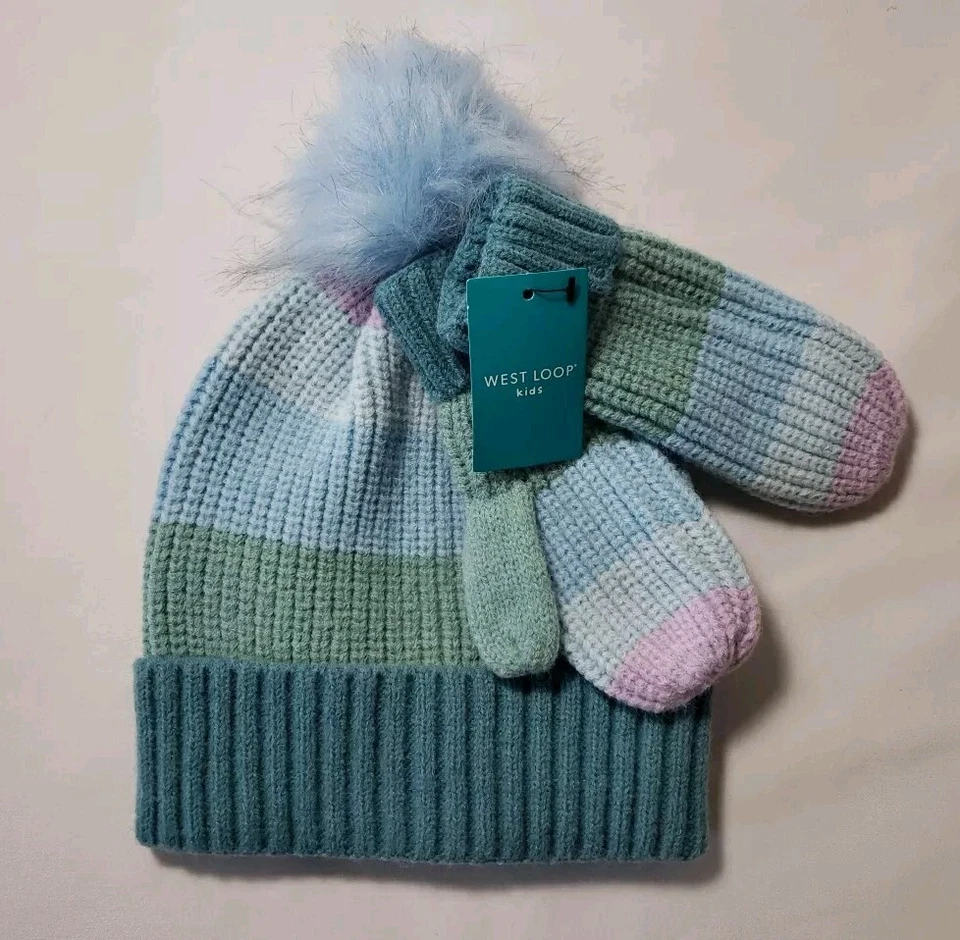 Compra a granel Venta al por mayor West Loop Niños Talla Única Invierno PomPom Sombrero y Mitones 5 Juegos Foto 2 de 4