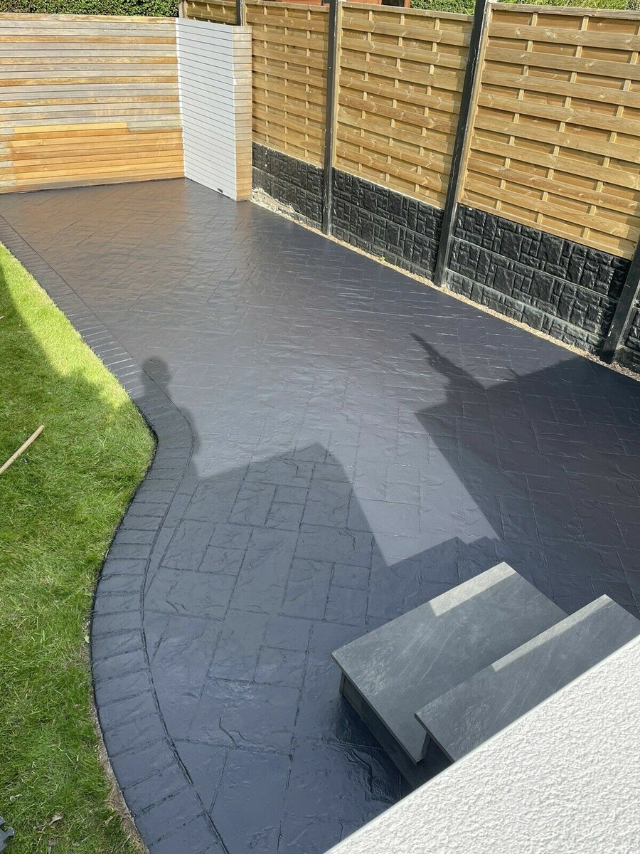 Imprinted concrete coloured driveway sealer paint patio CHARCOAL