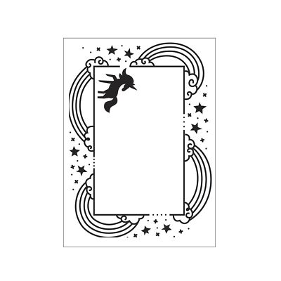 Darice Embossing - Prägeschablone 10,8x14,6cm Einhorn mit Regenbogenrand