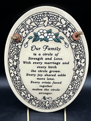 Trinity Pottery Our Family Ceramic Oval Wall Plaque Handcrafted in Wisconsin USA