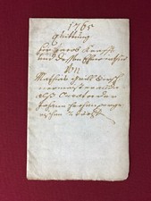 Antyczny dokument pisania rękopis rok 1765 atrament papier rękopis antyczny