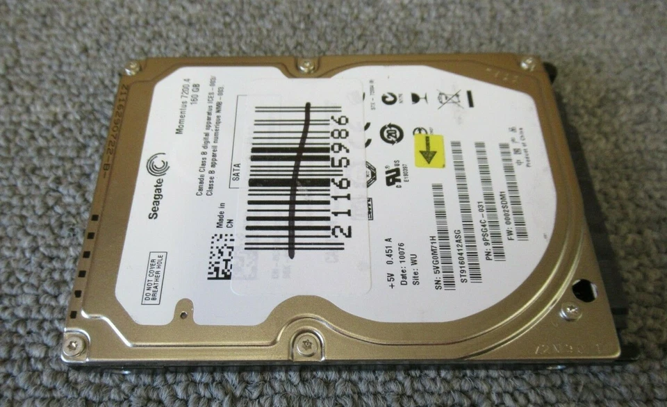 Seagate ST9160412ASG 9PSG4C-031 Momentus 160GB 7200RPM SATA 3Gbps 16MB 2.5" HDD - Image 4 of 4