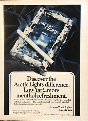 1979 Arctic Lights Menthol PRINT AD Discover The Difference Low Tar VTG 1970s