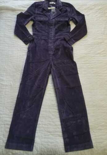 NEW WOMEN'S MADEWELL VELVETEEN SLIM EGGPLANT PURPLE VELVET JUMPSUIT COVERALLS - Picture 1 of 5