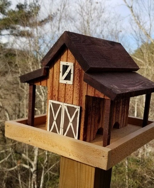 Bird Feeder Wooden Construction Kit Red Barn Theme Diy For Sale