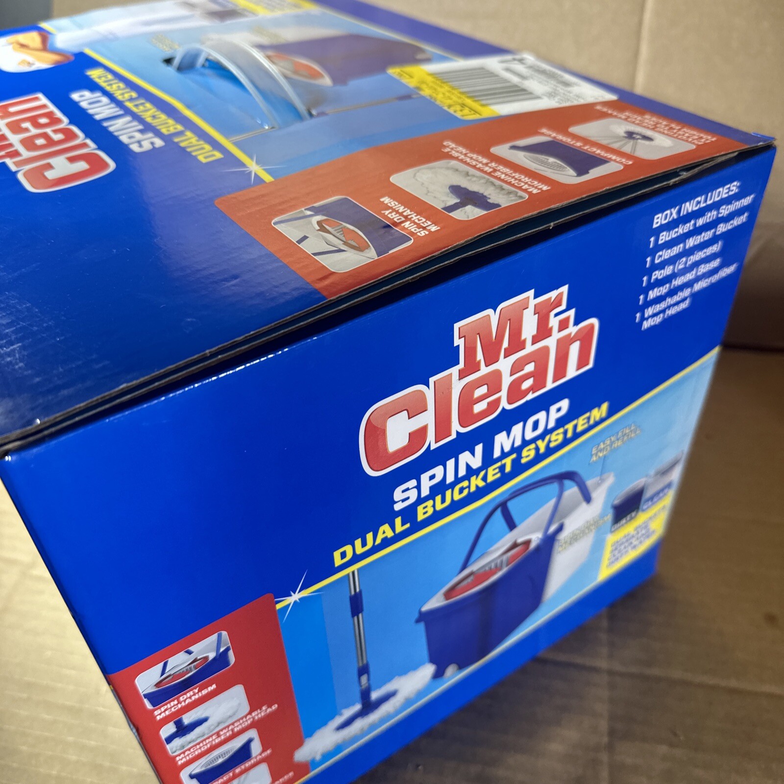 Mr. Clean Spin Mop Dual Bucket System Separates Clean & Dirty Water