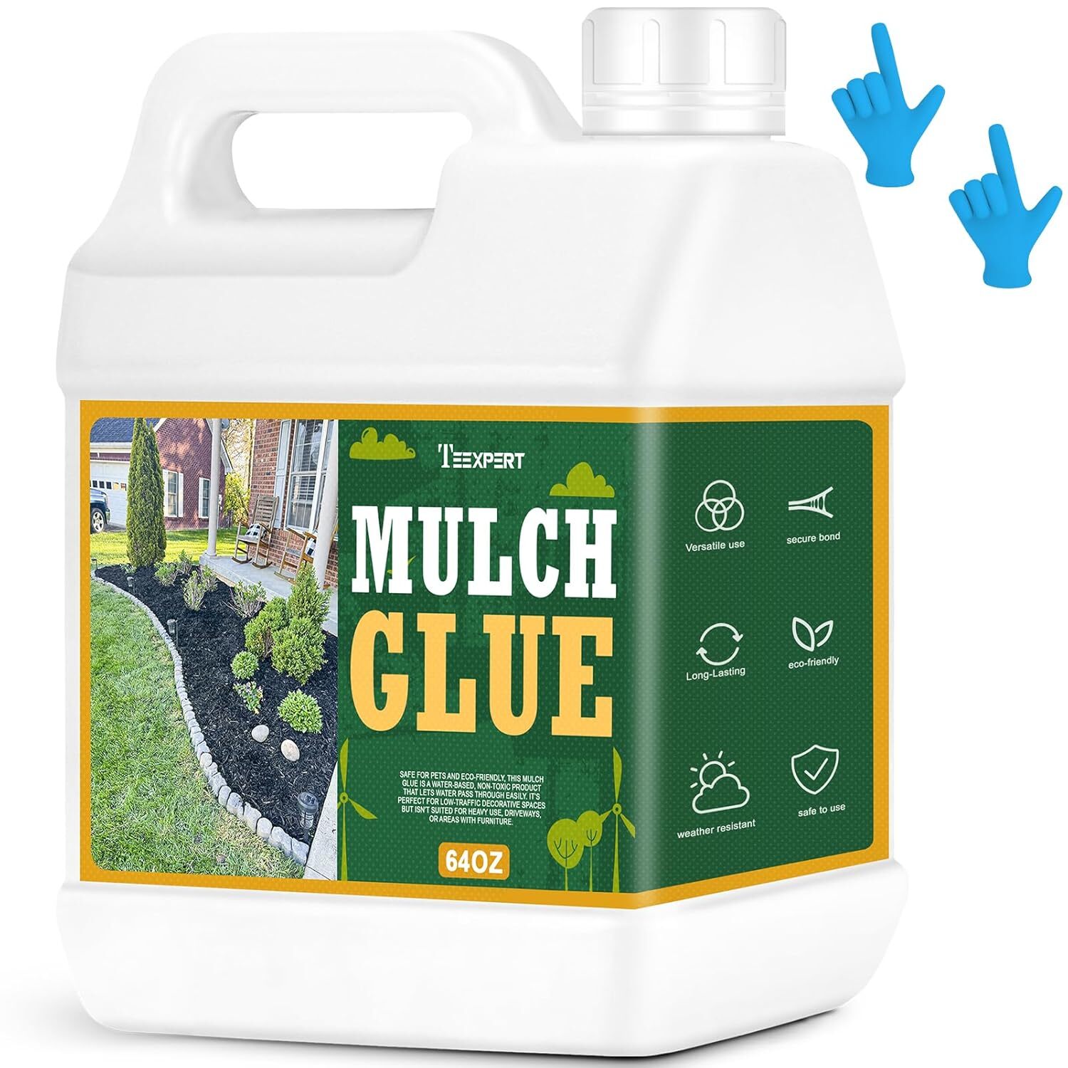 Teexpert 64OZ Mulch Glue for Landscaping - Long-Lasting Pine Straw,Bark,Rubber