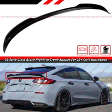 FOR 22-26 Civic Hatchback FL2 FL5 V2 Gloss Black Extended HighKick Trunk Spoiler