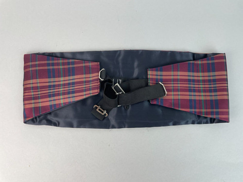 VTG DUNHILL Cummerbund Tartan Plaid Red Blue Adjustable ENGLAND