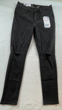 Seven 7 Ladies Tummyless High Rise Skinny Jeans Black Distressed Size 10 NWT