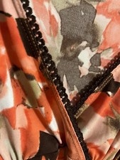 Dress Coral Print Women's Medium V Neck Wrap Look Belted Short Sleeve