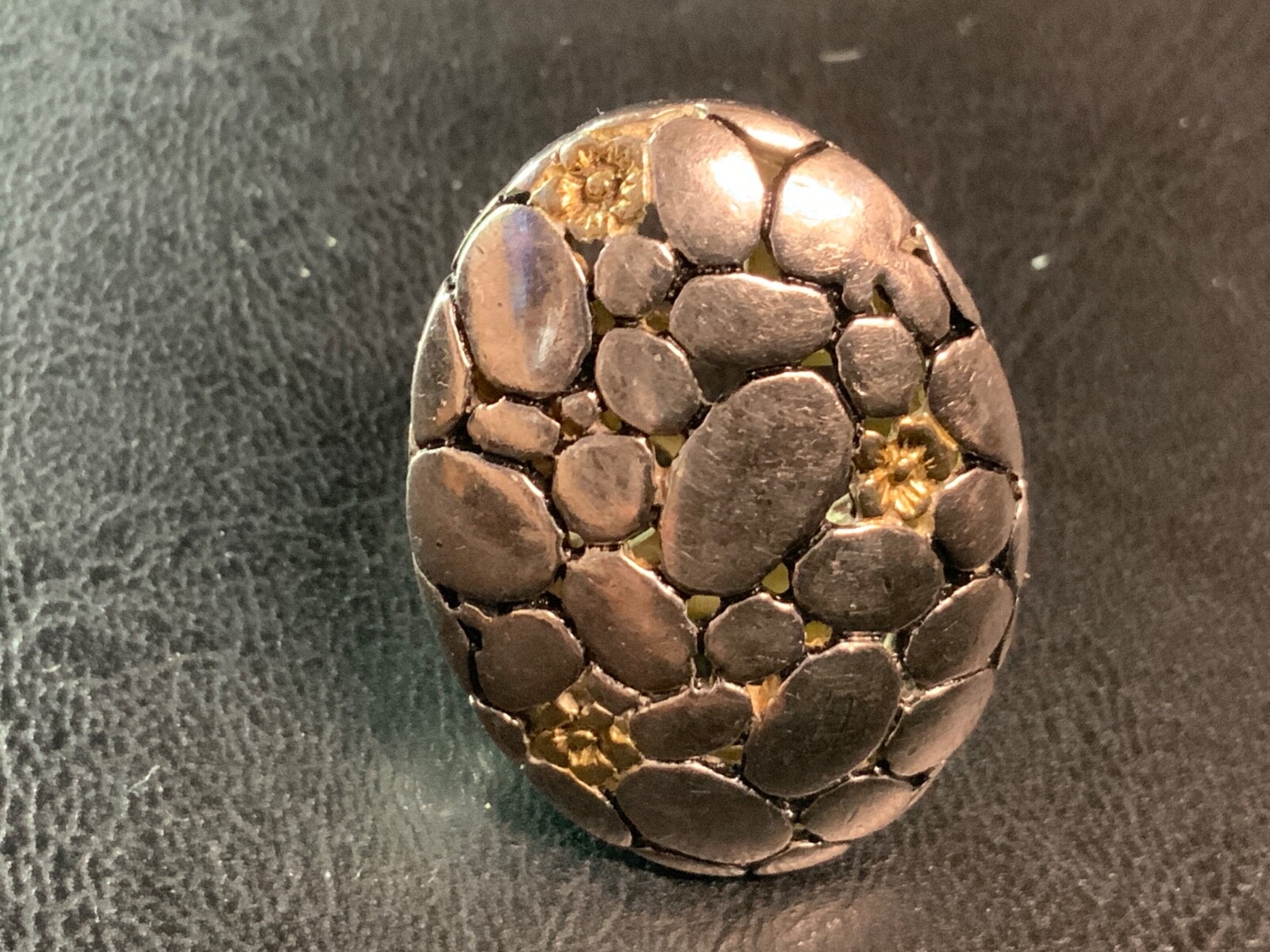 SOLID STERLING SILVER RING W/GOLD ACCENTS- SZ.9.5… - image 1