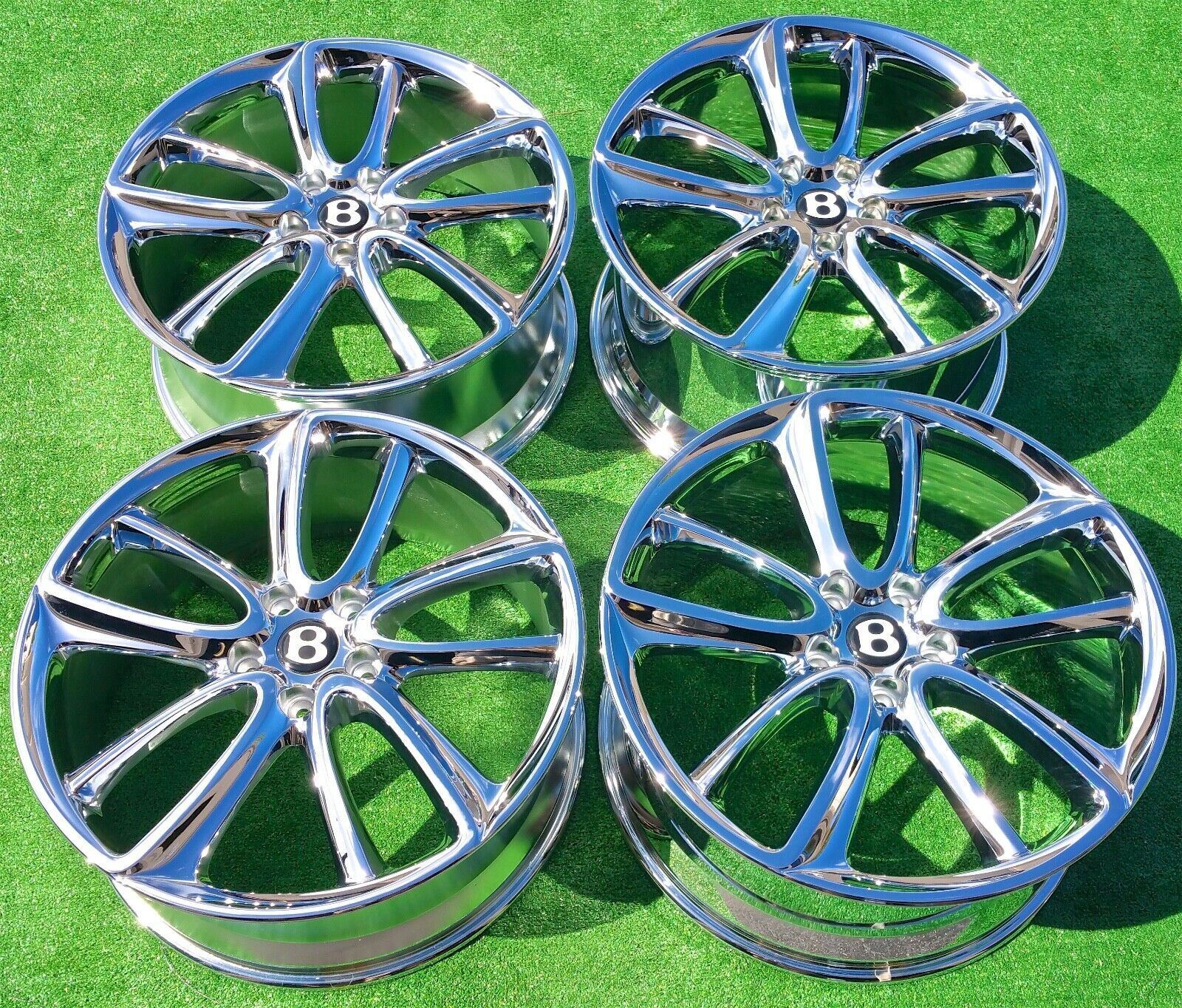 4 New Chrome Factory Bentley Continental Wheels 22 inch GT GTC OEM Flying Spur