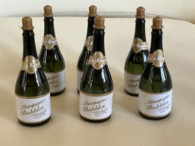 6 Champagne Bubbles Mini Bottle WITH Wand Wedding Favors 3.75'' TALL #2