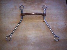 Used Stainless Western Long Swivel Shank Mullen Mouth Bit  5" Copper Mouth